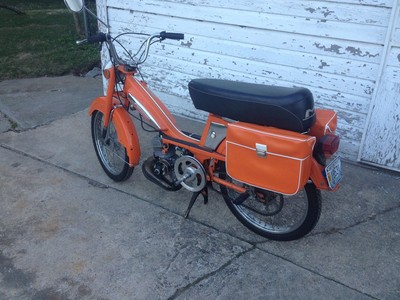 Orange Moby with Sidebags - 1975 Motobecane 50V